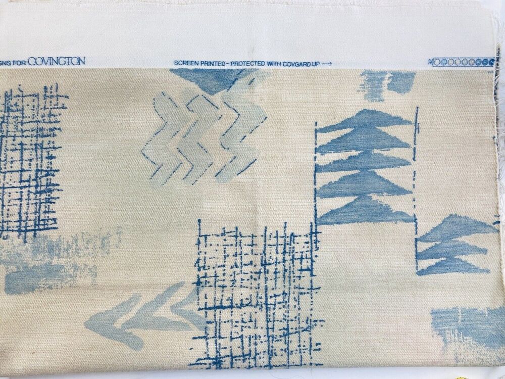 Covington TPSA Fabric Blue Tan Graphic Medium Heavy Graphic Abstract Screen Prin